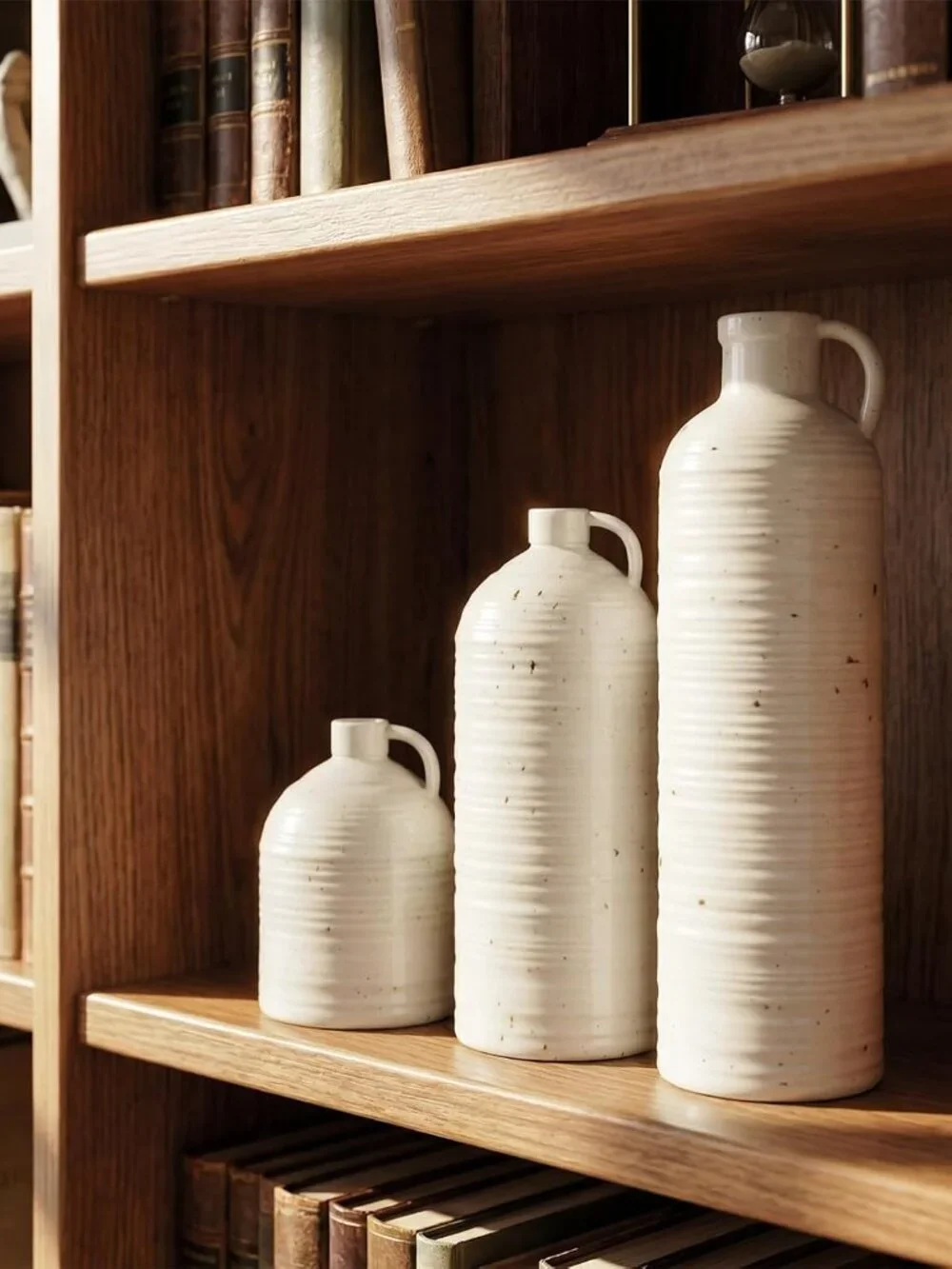 3-Piece Farmhouse Ceramic Vase Set White